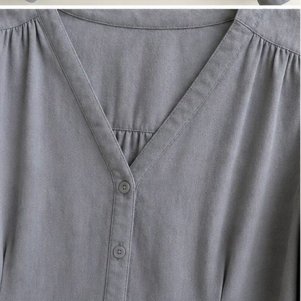 Gray Button Blouse - Picture 4 of 6
